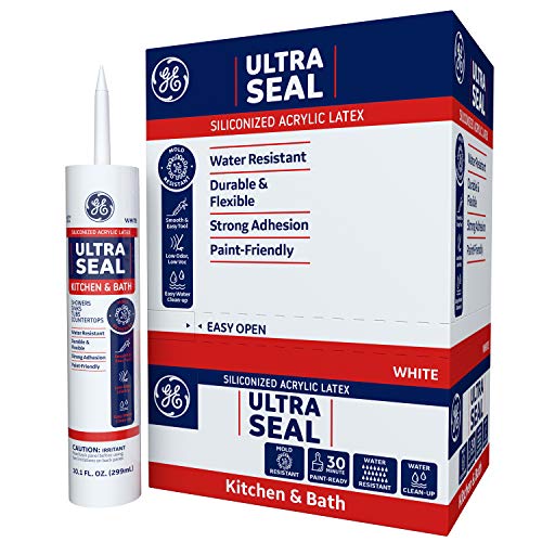 GE Ultra Seal Siliconized Acrylic Latex Caulk, White, 10.1oz
