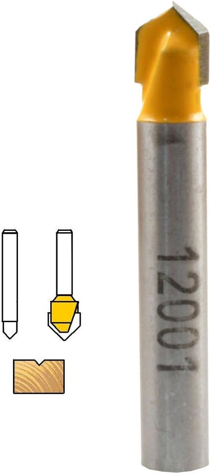 Workshop Tools 1/4" 90 Degree V-Groove Router Bit, 1/4" Shank - 12001