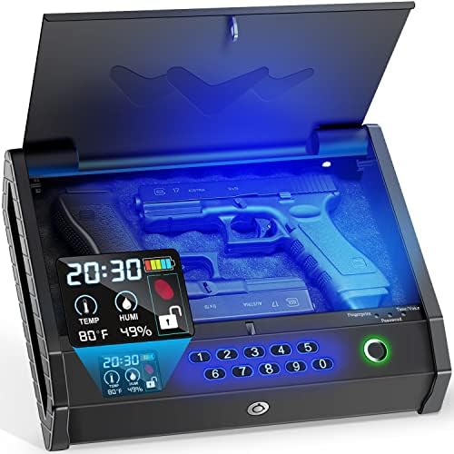 HOLEWOR Gun Safe,Biometric Gun Safes for Pistols with LCD Display of