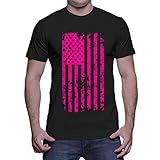 Mens Big Pink American Flag - Breast Cancer Awareness T-shirt