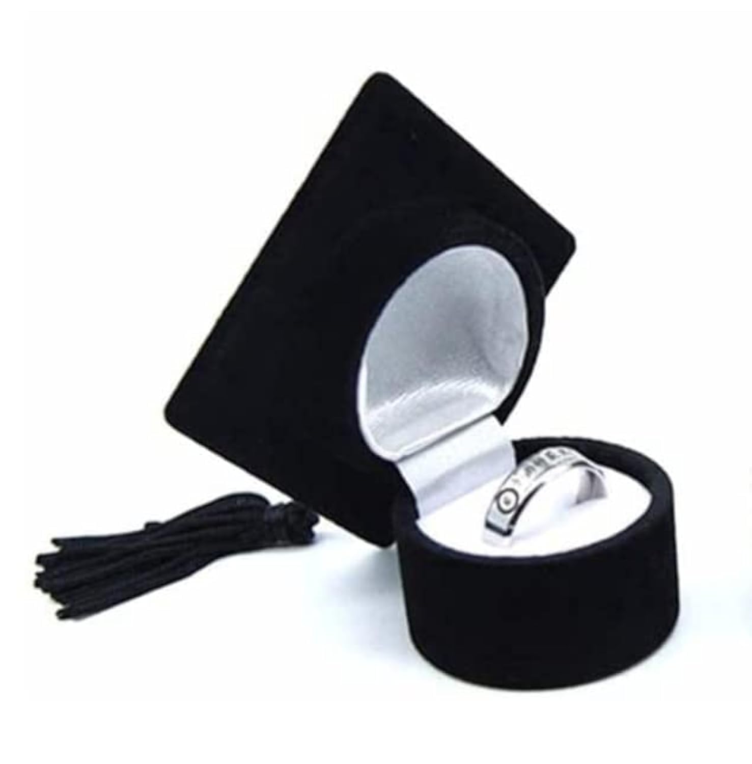 Losuya Graduation Cap Ring Box Black Doctoral Hat Shaped Ring Box for Graduation Gifts Party Decoration