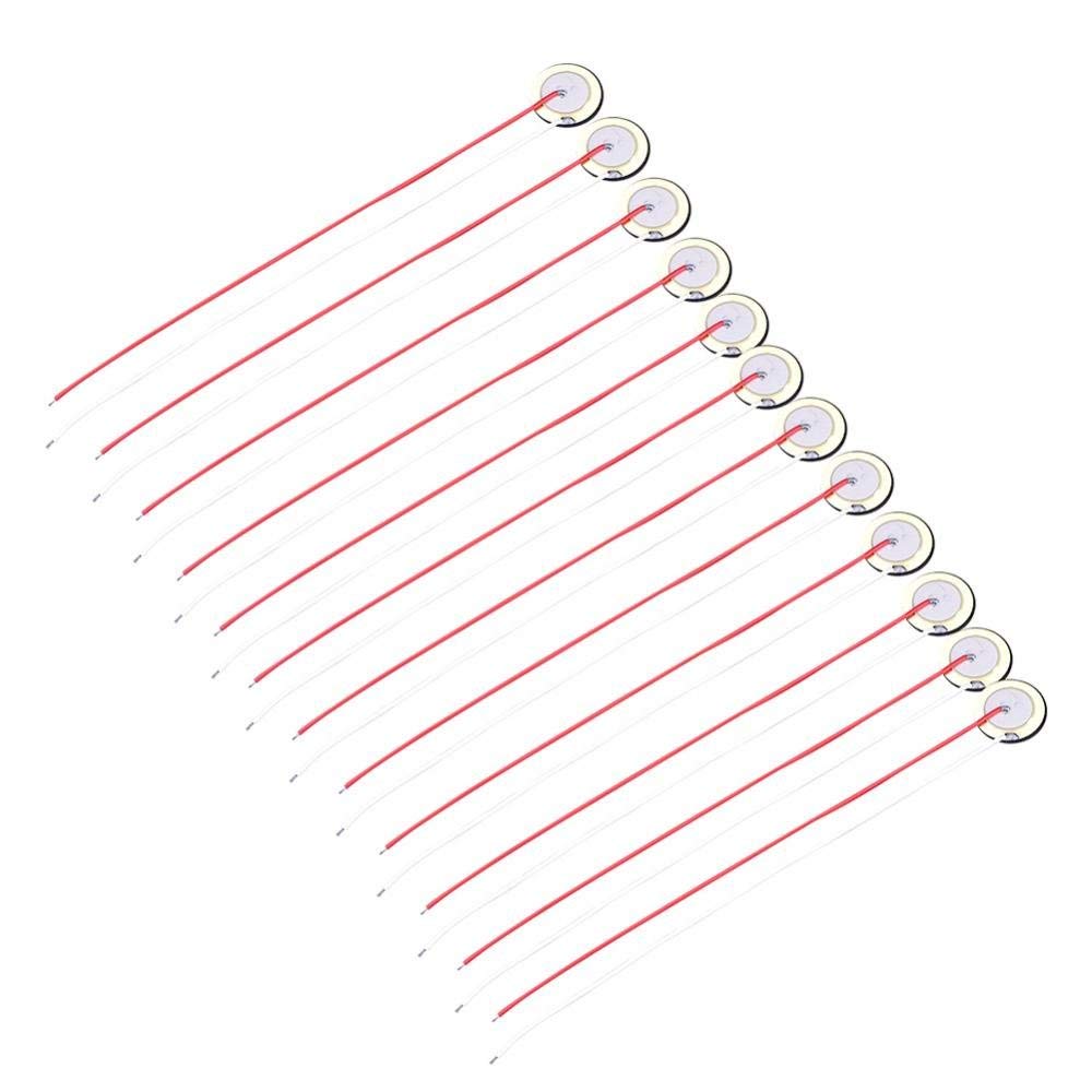 Bnineteenteam Piezoelectric Sensor, 27mm Piezo Discs with Leads Piezo Disc Element Sensor with Wires for Guitar Drum Trigger, Piezo Sensor (12PCS) Performance Accessory Musical Instrument Accessories