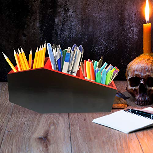 Underground Whispers Gothic Desk Organizer - Make Up Organizer, Makeup Brush Holder - Storage & Organization of Accessories for Home, Bedroom, Office, Supplies - Desktop Decor for Goth Room - Black