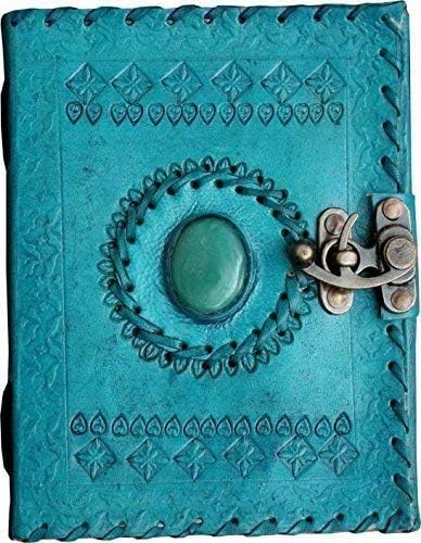 CRAFAT Personal Planner Organiser Leather Diary Handmade Paper 100 Pages Notebook Journal Diary For Office Writing with Clasp Lock Size 6 x 4 Inches (Ocean Blue)
