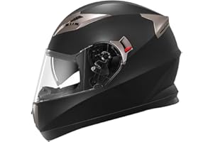 Motorcycle Full Face Helmet DOT Approved - YEMA Helmet YM-829 Motorbike Moped Street Bike Racing Casco Moto Helmet with Sun Visor for Adult,Youth Men and Women - Matte Black,XL