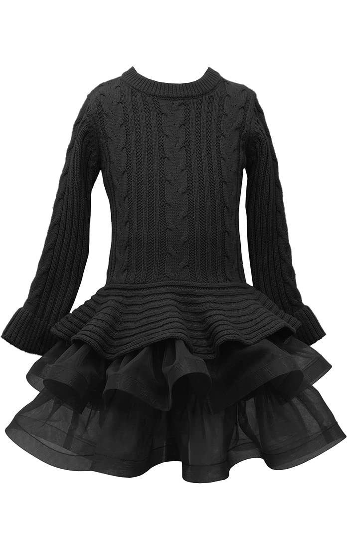 Photo 1 of ***STOCK IMAGE FOR REFERENCE***
**RED**
Bonnie Jean Chunky Cable Knit Sweater Dress with Tutu Skirt for Kids | Matching Sister Outfits for Infants, Toddlers, and Girls - Long Sleeve Sweater Dress for Winter, Holidays, and Concerts size 8