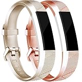 Tobfit 2Pcs Fitbit Alta HR Bands/Fitbit Alta HR Bands for Women and Men, Smooth TPU Classic Accessory Band Wristband for Fitbit Alta/Fitbit Alta HR, Small, Gold+Rose Gold