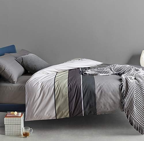 UFO Home 250 Thread Count 100% Cotton Multicolored Stripes Pattern 3pc Duvet Cover Set Full/Queen Size (Full Size, Lindes)