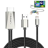 AHOMASH Compatible with iPhone iPad to HDMI Cable for TV - 1080P HD Digital AV Adapter, Screen Mirroring to TV/Projector/Monitor - 6.6ft (Silver)