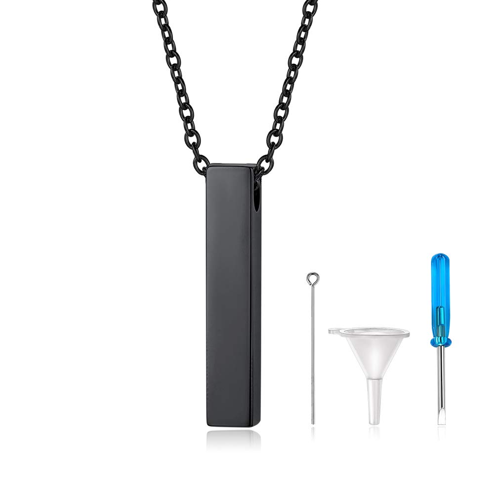 Custom4U Funeral Jewellery for Men Black Cubic Ashes Necklace for Dogs Cremation Keepsake Jewellery