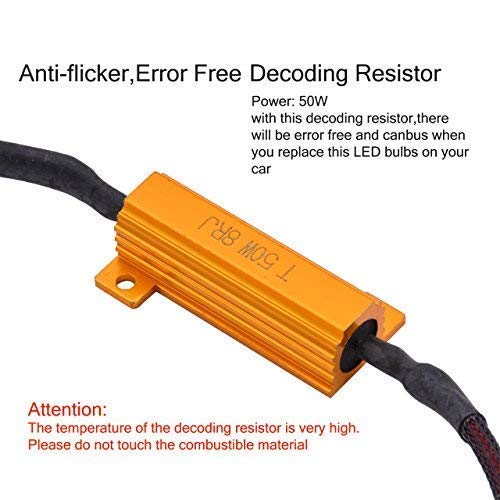 TUINCYN 2pcs 50W 8 ohm 3157 3047 3057 3155 3457 Led Load Resistors - Fix Headlight LED Bulb Fog Lamp Fast Hyper Flash Turn Signal Blink Light Error Code Canbus Resistors Decoder