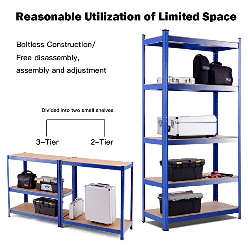 Tangkula Metal Storage Shelves, Heavy Duty Steel 5 Tier Utility Shelves