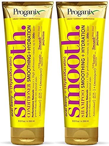 Proganix Hydrakeratin Smooth Conditioner and Shampoo, Acai Berry, 8.5 Ounce