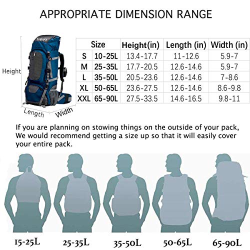 image for Frelaxy Waterproof Backpack Rain Cover (15-90L), Upgraded Vertical Buc
