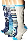Wool IQ Women's Merino Wool Trail Crew Sock 4-pack, Blue/Teal Multi, 9-11