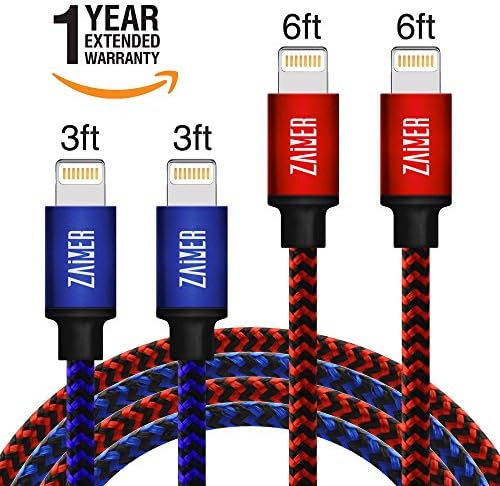 iPhone Charger Cable - Lightning Cable - 4Pack - 3FT 3FT 6FT 6FT -iPhone power cord pack for X 8 8 Plus 7 7 Plus 6 6S 6 Plus 5S SE iPad iPod