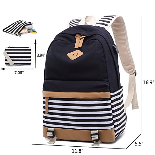 image for Peonys Canvas Bookbags School Backpack Classic Schoolbag College Lapto