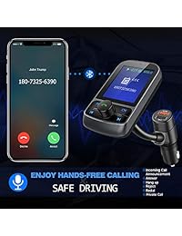 Nulaxy Bluetooth Transmisor FM para automóvil, Adaptador de radio inalámbrico de pantalla en color de 1.8 "con carga QC3.0 y 5V 2.4A, Soporte USB Flash Drive, tarjeta microSD, llamadas manos libres, reproducción auxiliar, modos de ecualización   KM35