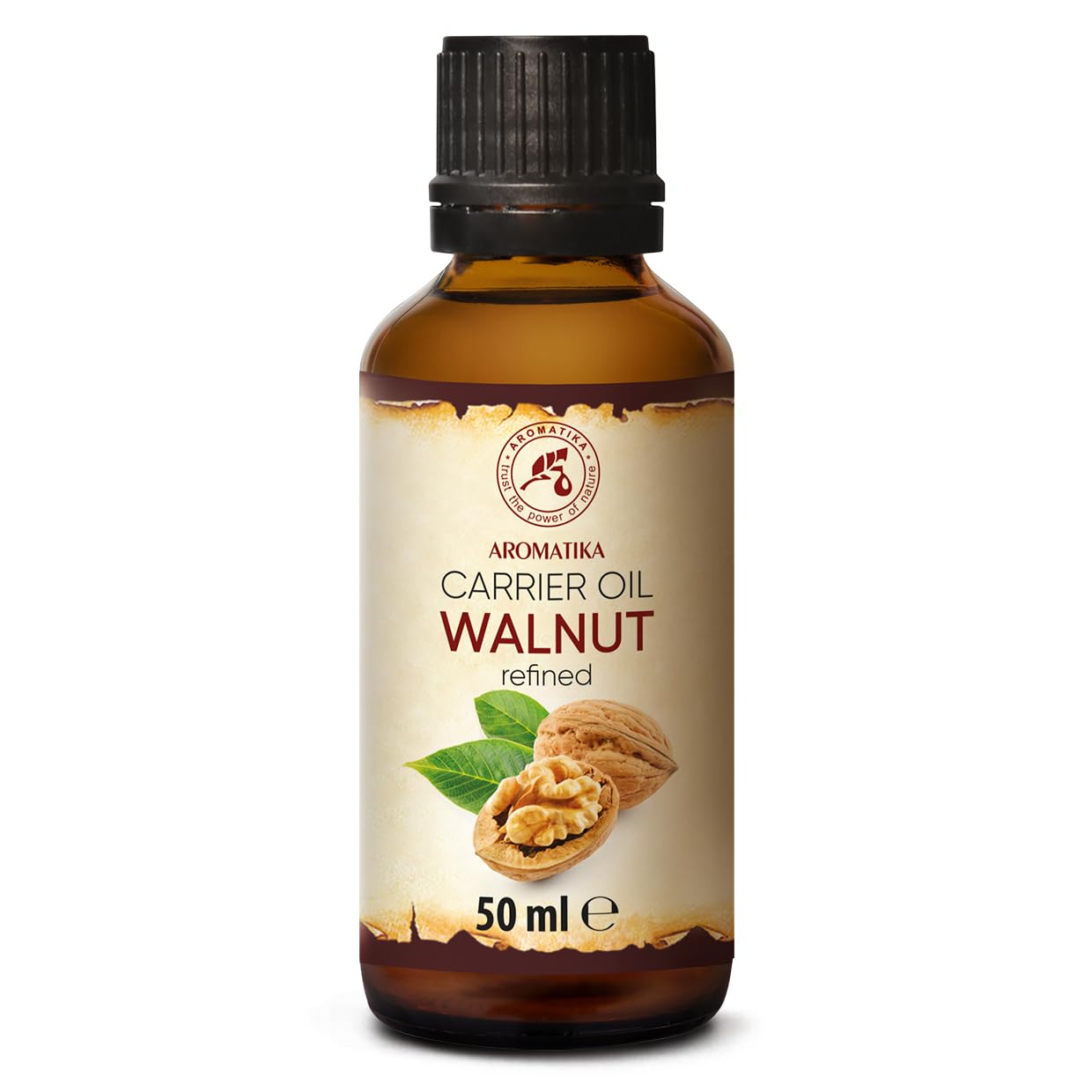 Walnut Oil Refined 50ml - Juglans Regia Seed Oil - USA - 100% Pure & Natural - Cold Pressed - Intensive for Face Care - Body - Hair - Skin - Nails - Hands - Good w/Essential Oil