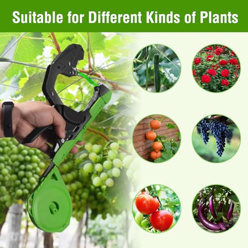 Tomato Tying Machine, 420g Cucumber Garden Tape Tool with 10000pcs Staples 20 Rolls Agricultural Tying Machine Garden Tape Tool for Vineyard Cucumber Fruit Vegetable Flowers