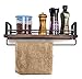 SODUKU Rustic Kitchen Wood Wall Shelf, Spice Rack Shelf with Towel Bar,Wood and Metal Floating Shelves Wall Mounted Toilet Storage Shelf for Kitchen Bathroom Bedroom Living Room Brown