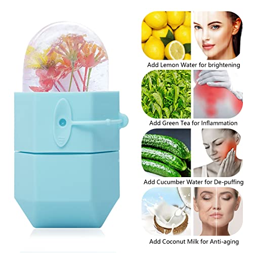 Ice Mold for Face, 2 Shapes Design Ice Roller for Face and Eyes, Silicone Material, Reusable Facial Ice Roller for Tighten Skin, De-Puff Eye, Remove Fine Lines