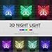 CGN 3 pcs Night Light 3D lamp 7 Colors Changing Nightlight with Smart Touch & Remote Control 3D Night Light for Kids or as Gifts for Women Kids Girls Boys (1)
