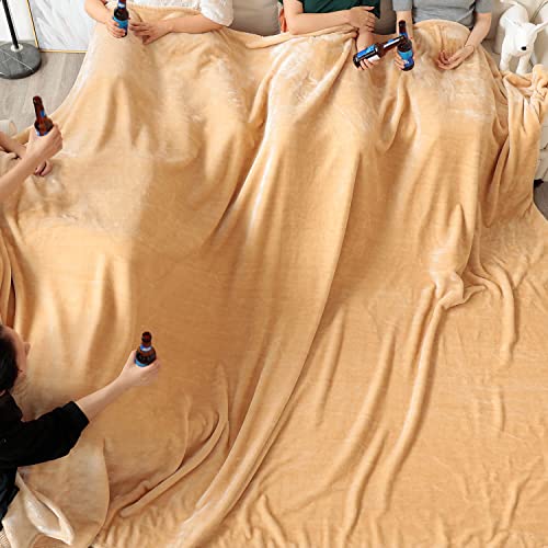 NANPIPER Big Fuzzy Blanket,Large King Size Blankets Soft Fleece Beige 90"x120"