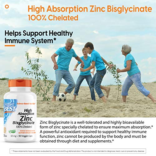 Doctor's Best High Absorption Zinc Bisglycinate 50mg High Potency Supporting Enhancing Immune System Antioxidant VC, 90… - Image 4