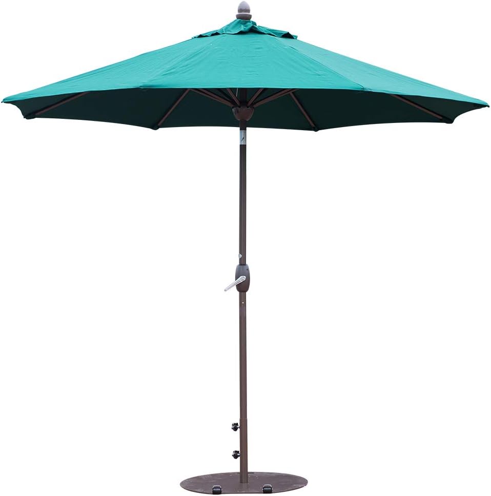Amazon Com Sorara Sunbrella Patio Umbrella 9 Feet Outdoor Market Table Umbrella With Auto Tilt Crank Umbrella Cover 8 Ribs Canvas Forest Green Garden Outdoor