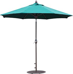Amazon Com Sorara Sunbrella Patio Umbrella 9 Feet Outdoor Market Table Umbrella With Auto Tilt Crank Umbrella Cover 8 Ribs Canvas Forest Green Garden Outdoor