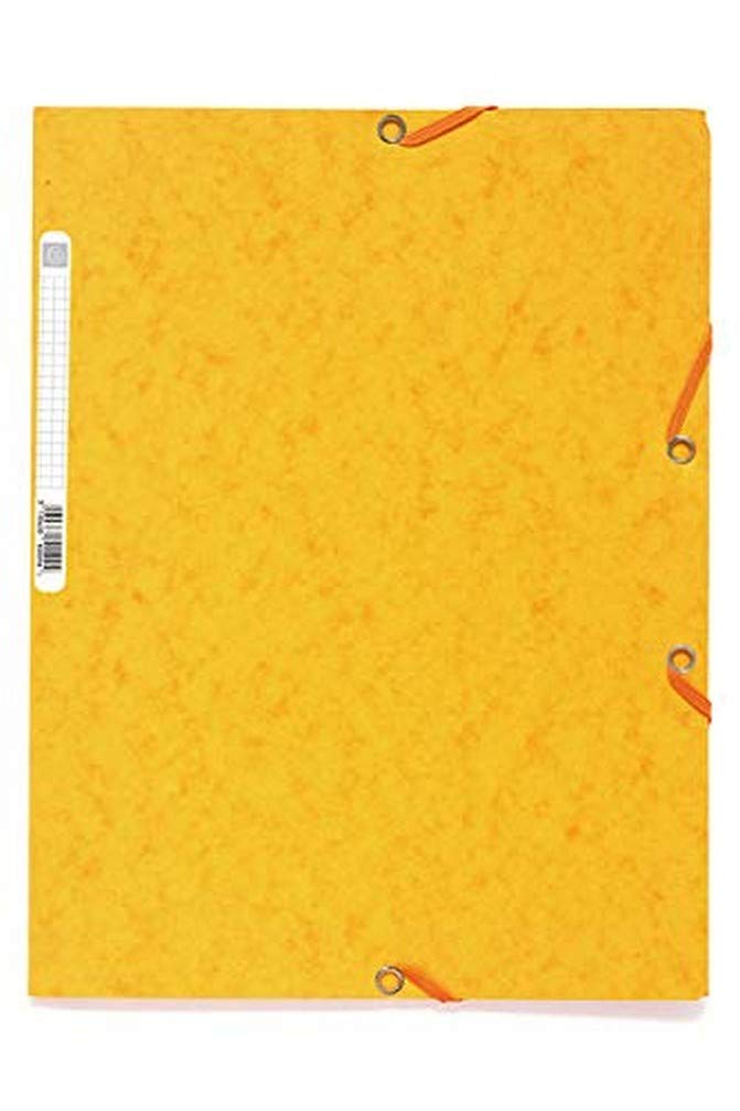 Exacompta - Ref 55509E - Europa Elasticated 3 Flap Folders (Pack of 25) - 24 x 32cm, Suitable for A4 Documents, 400gsm Genuine Premium Pressboard - Yellow