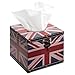 Vintage Style Union Jack Design Square Wood Facial Tissue Box Cover / Tabletop Napkin Holder