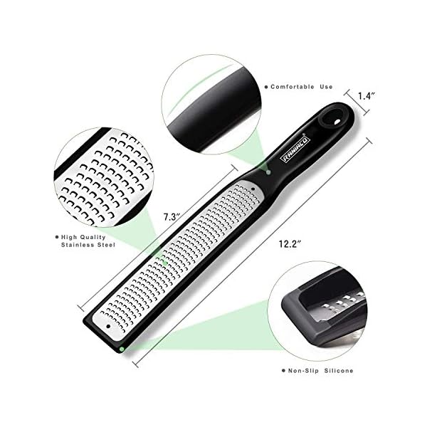 Lemon-Zester-Raniaco-Cheese-Grater-Zester-for-Kitchen-Ginger-Garlic-Nutmeg-Citrus-Garlic-Orange-Chocolate-Vegetables-Fruits-Razor-Sharp-Stainless-Steel-Blade-Protective-Cover-Black Lemon Zester Graters, Raniaco Cheese Grater Zester for Kitchen Ginger Garlic Nutmeg Citrus Garlic Orange Chocolate…
