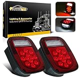 Partsam 2x Red/White 39 LED Stop Turn Tail Stud Lights Replacement for Jeep CJ YJ JK Truck Trailer Boat RV, Hardwired