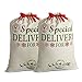 2 Pack Santa Sacks Christmas Gift Bags Canvas Large 26.8’’ X 19.7’’ with Red Drawstring for Xmas Stockings Stuffers Presents Holder & Party Decorations For Kids (26.8’’ X 19.7’’)
