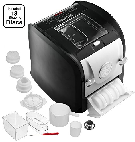 UPC 816425020840, Gourmia GPM630 One Touch Automatic Pasta Maker - Mixes, Kneads &amp; Extrudes -13 Shaping Discs, Makes 1LB Spaghetti, Macaroni, Fettuccine Lasgna &amp; More Bonus Ravioli and Sausage Maker &amp; Free Recipe Book