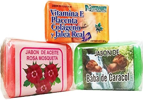 jabon placenta y colageno, jabon aceite de rosa mosqueta, jabon baba de caracol.anti-aging soap placenta collagen, Snail Soap for Anti-aging and acne reducing, Rosehip Soap