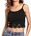 Romwe Women's Basic Sleeveless Scalloped Hem Cute Crop Tank Cami Top Black L