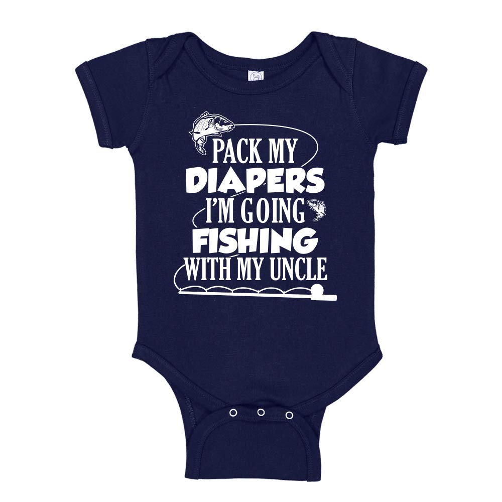 Pack My Diapers I'm Going Fishing with My Uncle Baby Bodysuit One Piece or Toddler T-Shirt
