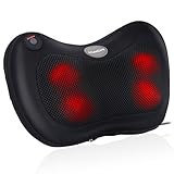Shiatsu Pillow Massager - Neck Back Shoulder Massage with Heat Deep Tissue Kneading for Full Body Muscle Pain Relief Portable Relaxation in Car Home and Office