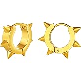 Richsteel Hoop Earrings for Women Mens Stud Hinged Huggie Punk Dangle Spikes/Cross Piercing Earrings Set