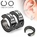 U2U® Jewelry Pair of Surgical Stainless Steel Black IP Non-Piercing Clip On Earrings Laser Etched Die-Cut Crosses