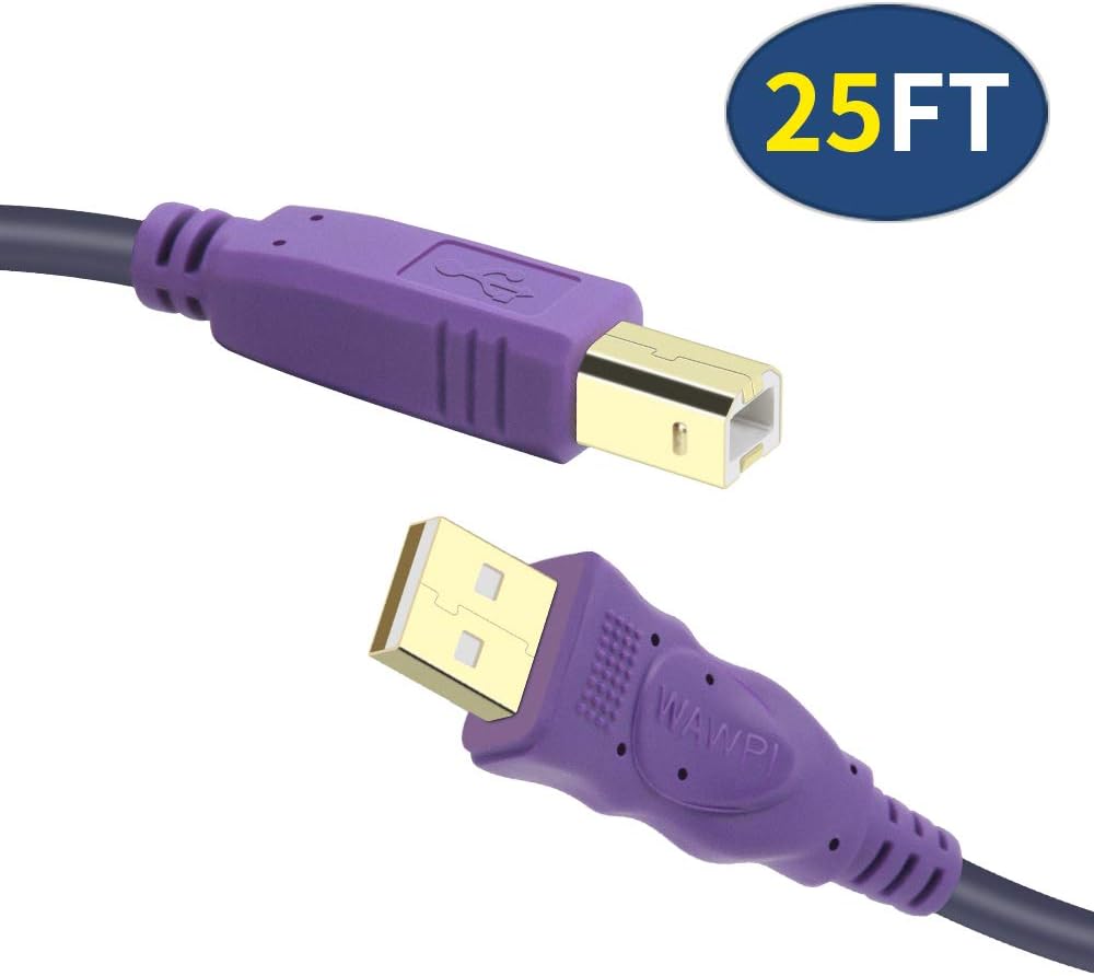 Sponsored Ad - Printer Cable 25 feet, USB 2.0 Cable A-Male to B-Male for Printer/Scanner (25 ft)