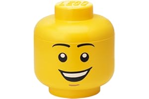 ROOM COPENHAGEN LEGO Iconic Storage Head Large, Stackable Storage Box, 8,5 L, Yellow, Happy Boy