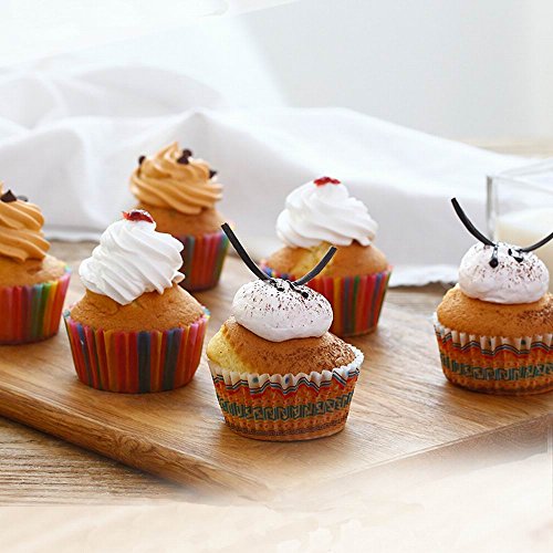 600pcs Cupcake Liners, Disposable Paper Baking Cups Rainbow Cupcake Wrappers Nonstick Muffin Cases Molds, 6 Styles Cupcake Liners for Cake Balls, Muffins, Cupcakes and Candies - Thumbnail 6