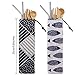 Sunshane Bamboo Travel Utensils Reusable Bamboo Cutlery Flatware Set Include Fork Spoon Knife Metal Straw Clean Brush with Carrying Bag (2 Set, Color Set 2)