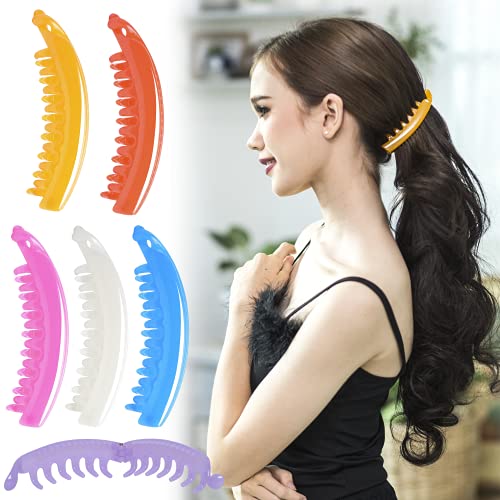 RC ROCHE 6 Pcs Large Banana Hair Clips Claws for Women Thick Curly Ponytail Holder Maker Big Comb No Crease Strong Hold Styling Clasp, Medium Jelly Candy Multicolor — image 1