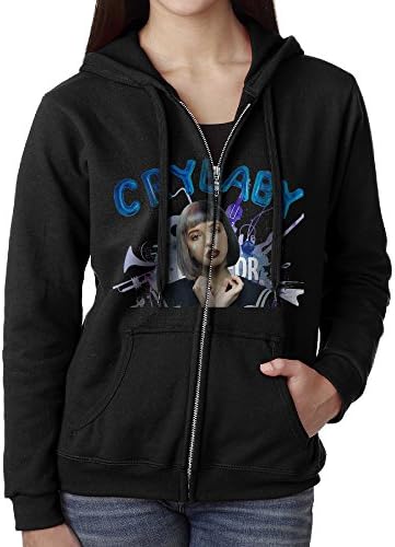 SoSoily Hoodie Sweatshirt Women's Baby Cry Long Sleeve Zip-up Hooded Sweatshirt Jacket Black