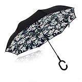 Folding Inverted Reverse Umbrella Double Layer Windproof Umbrella Rain UV Proof Umbrella Hand Free & Self-Standing Mothers Day Gift, Car Use